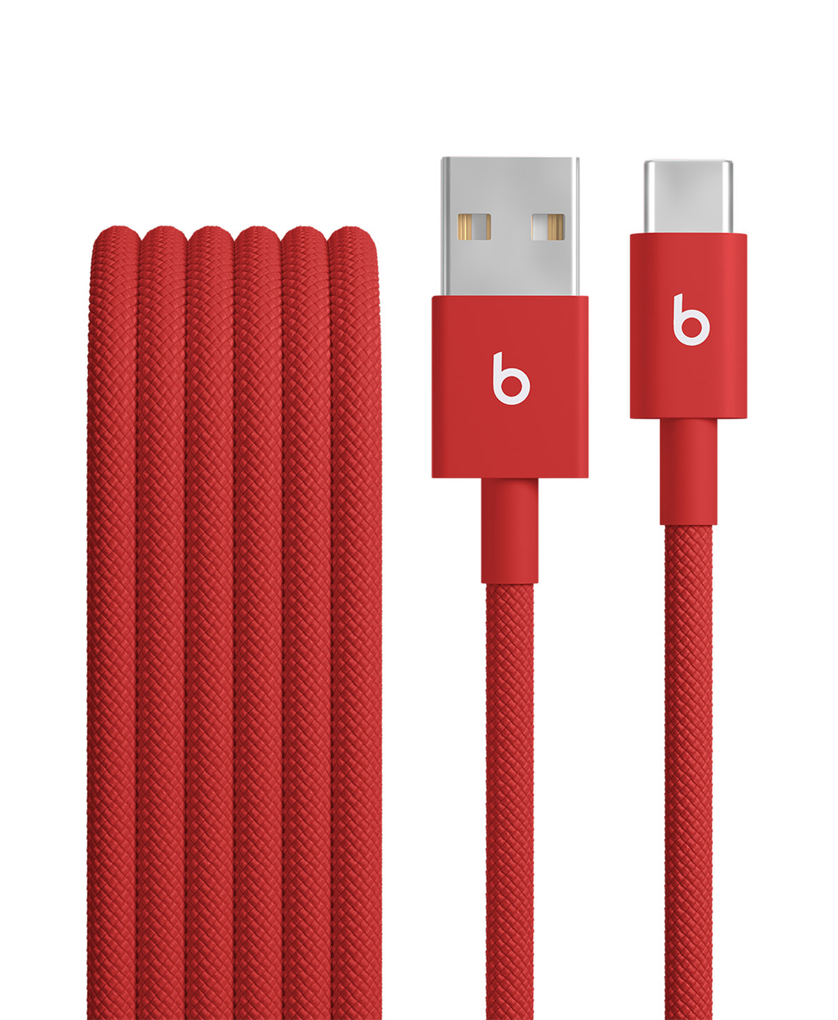 劲速红 Beats USB-A 转 USB-C 编织连接线的特写